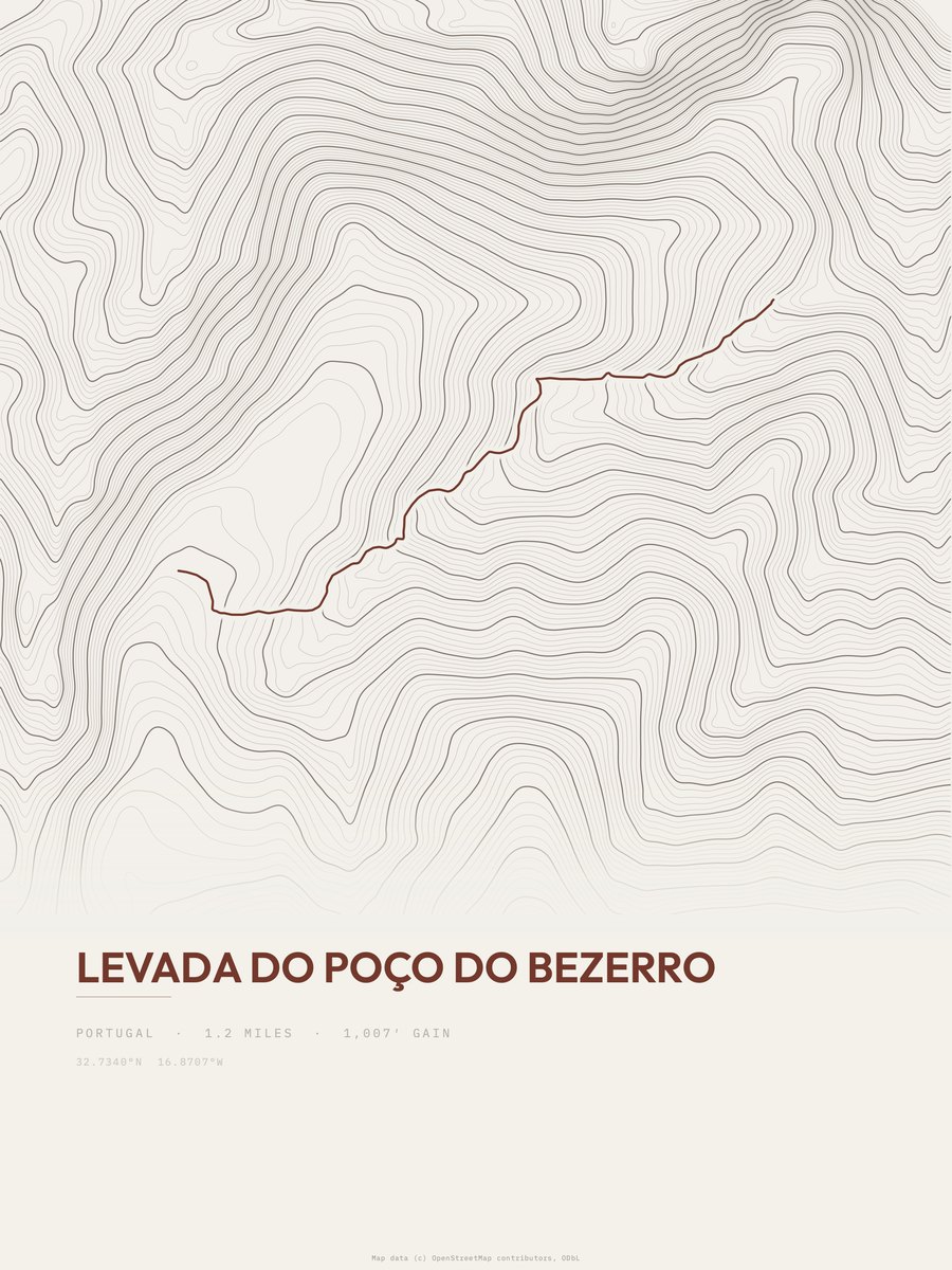 Levada do Poço do Bezerro Topographic print