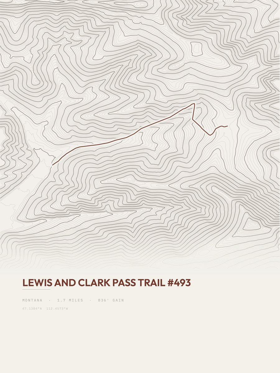 Lewis And Clark Pass Trail Topographic print