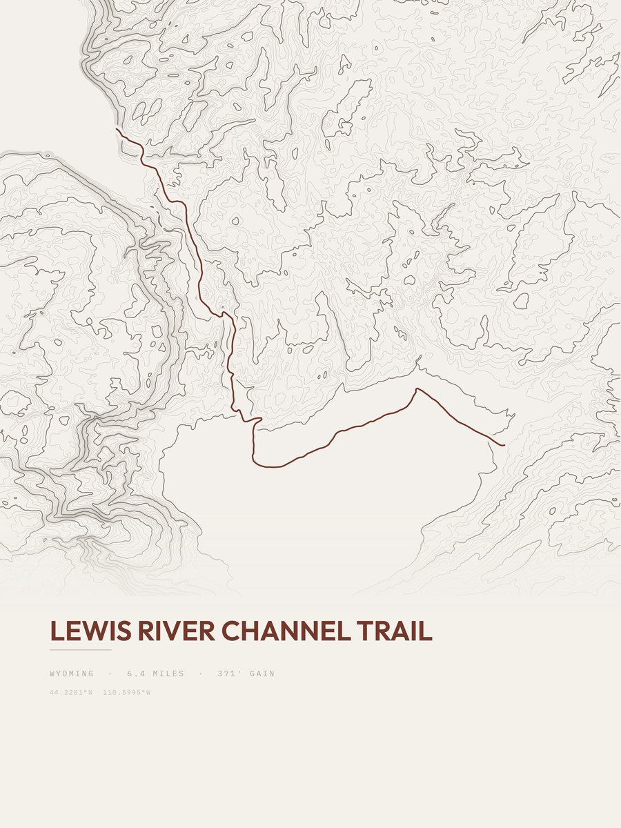 Lewis River Channel Trail topographic trail print