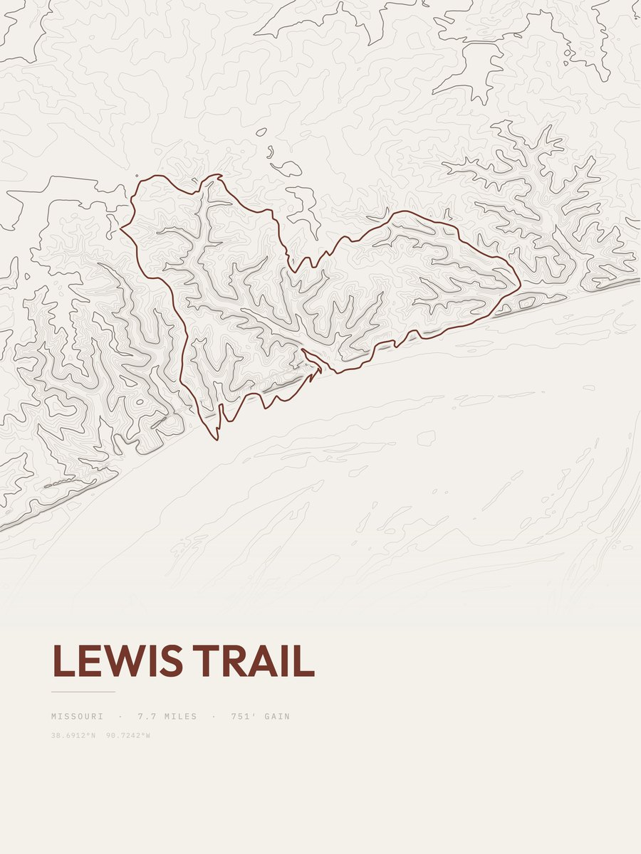 Lewis Trail topographic trail print