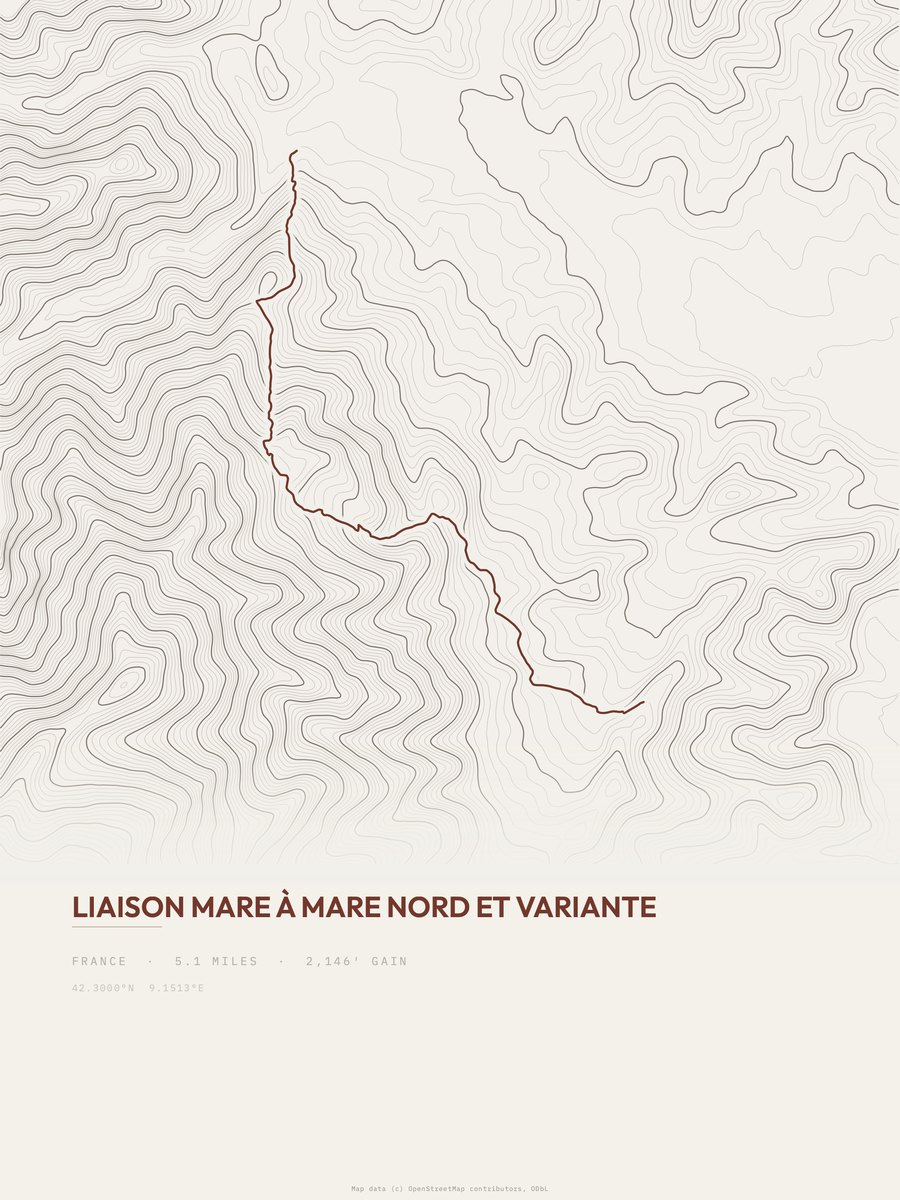 Mare à Mare Nord topographic trail print
