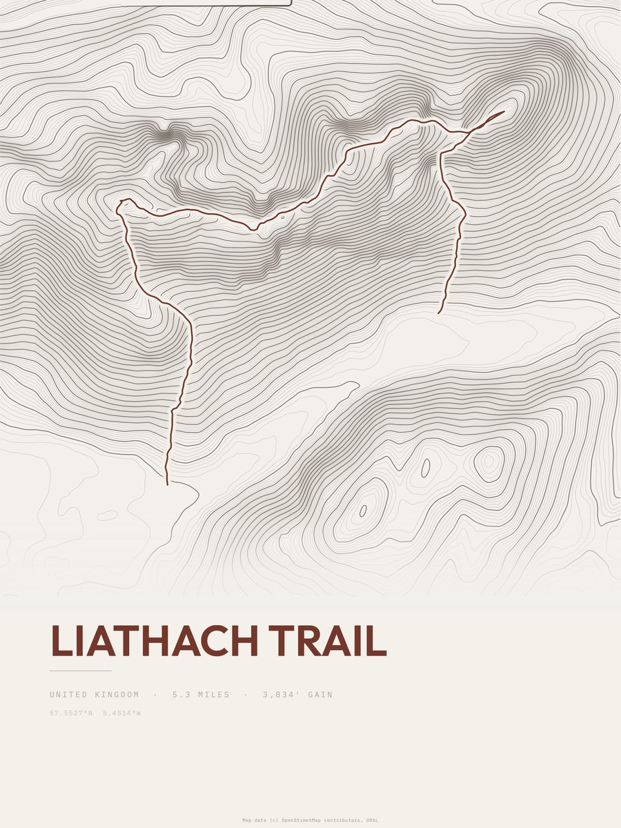 Liathach Trail Topographic print