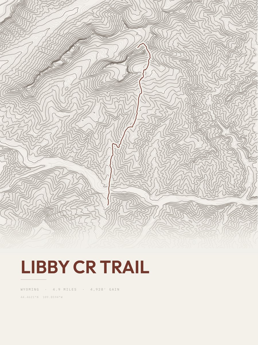 Libby Cr Trail topographic trail print
