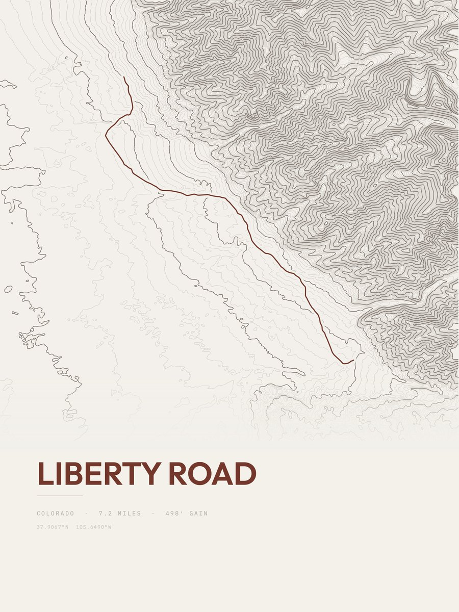 Liberty Road topographic trail print