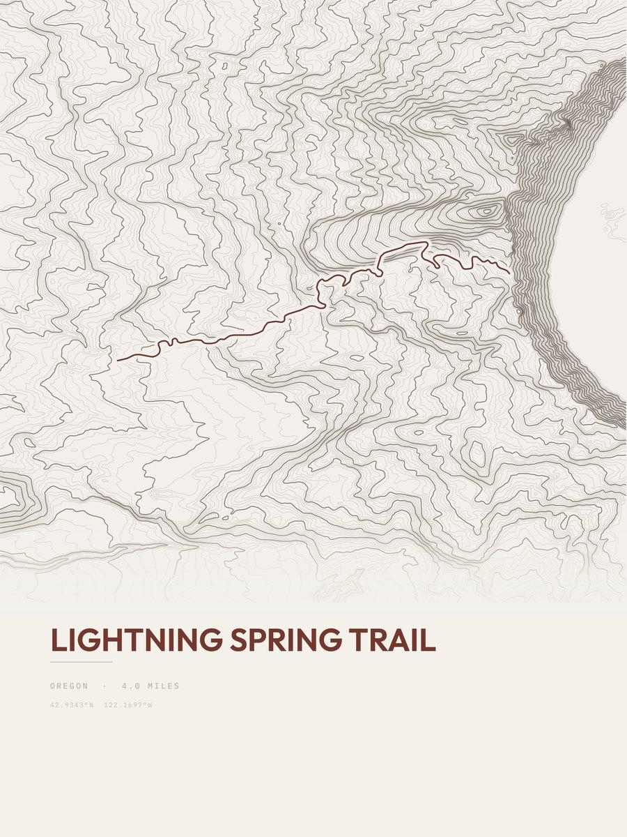 Lightning Spring Trail topographic trail print