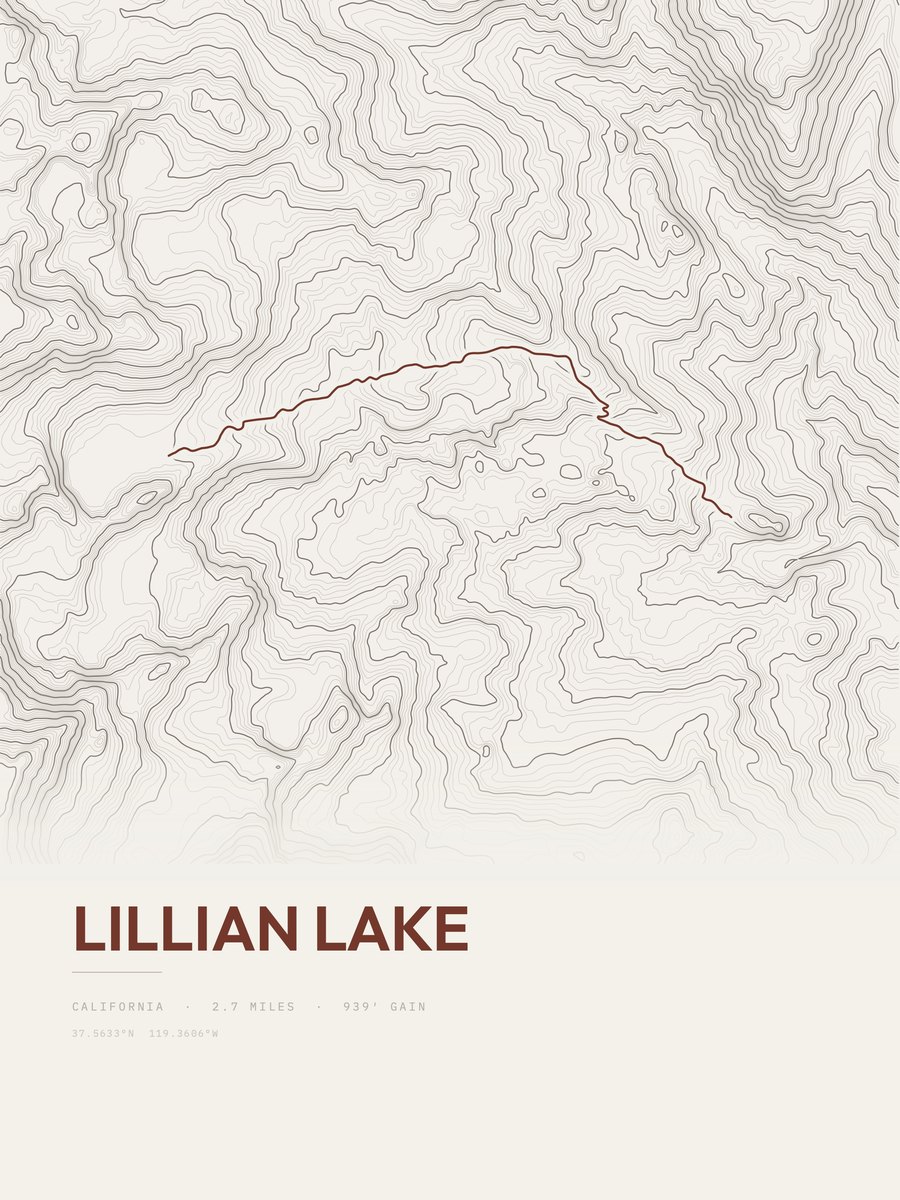 Lillian Lake Topographic print