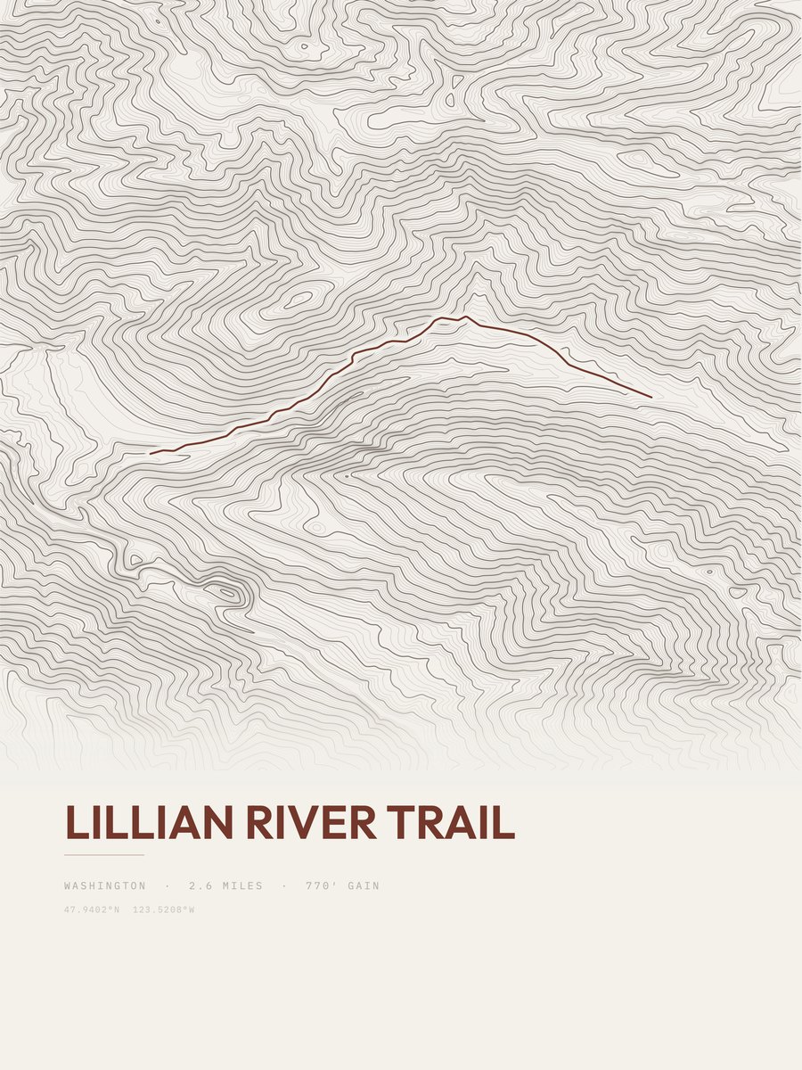 Lillian River Trail Topographic print