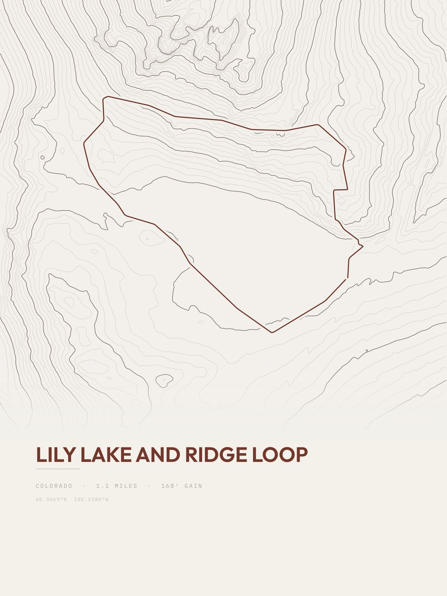 Lily Lake and Ridge Loop topographic trail print