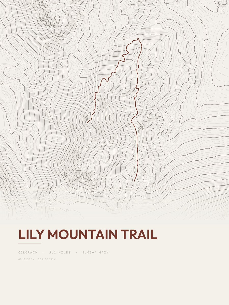 Lily Mountain Trail Topographic print
