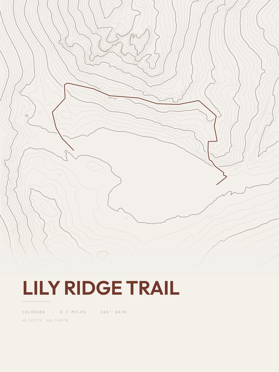 Lily Ridge Trail Topographic print