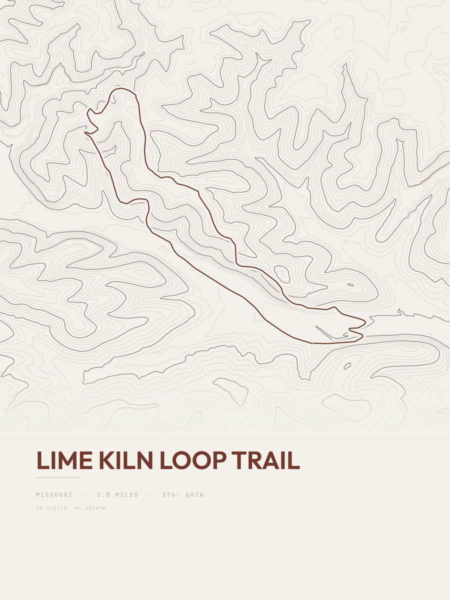 Lime Kiln Loop Trail topographic trail print