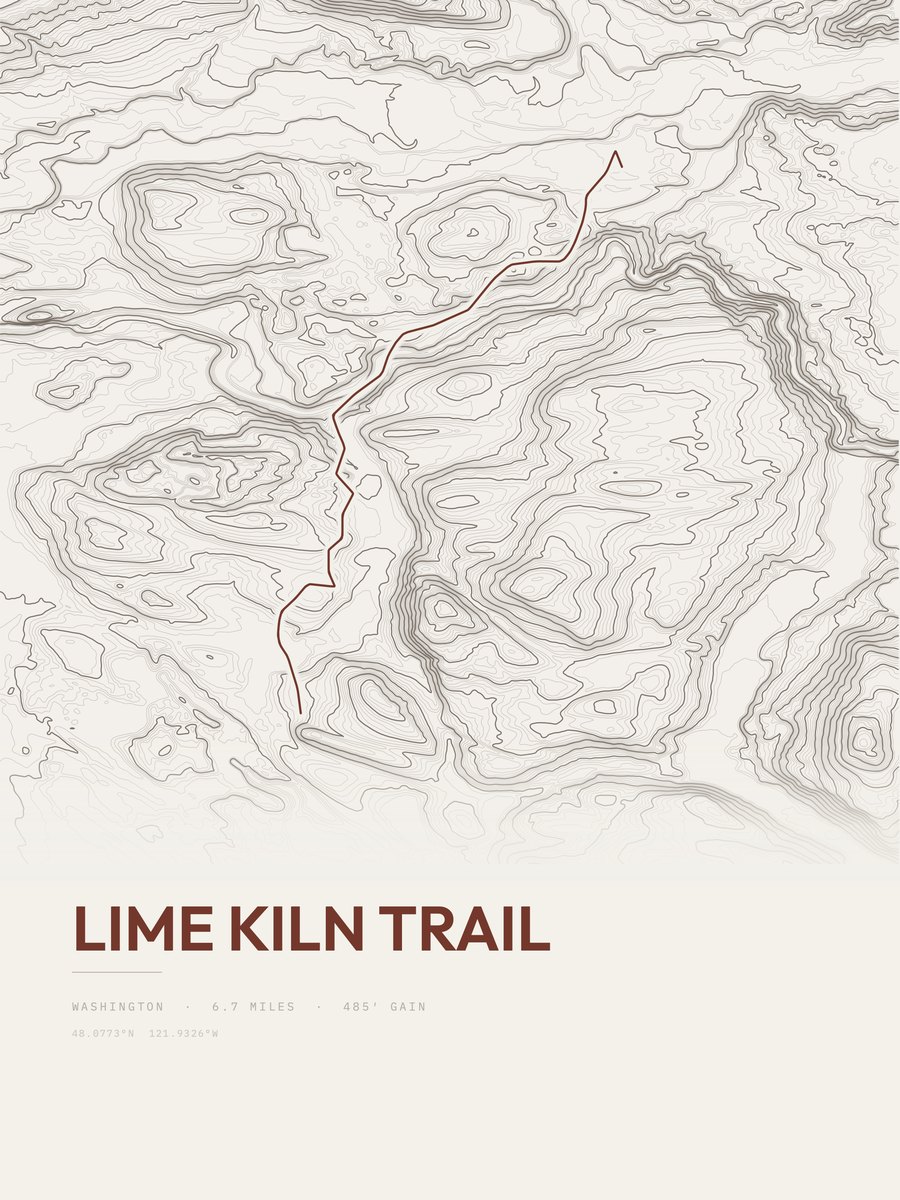 Lime Kiln Trail Topographic print
