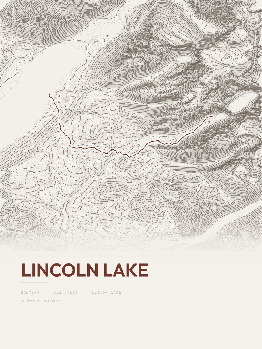 Lincoln Lake Topographic print