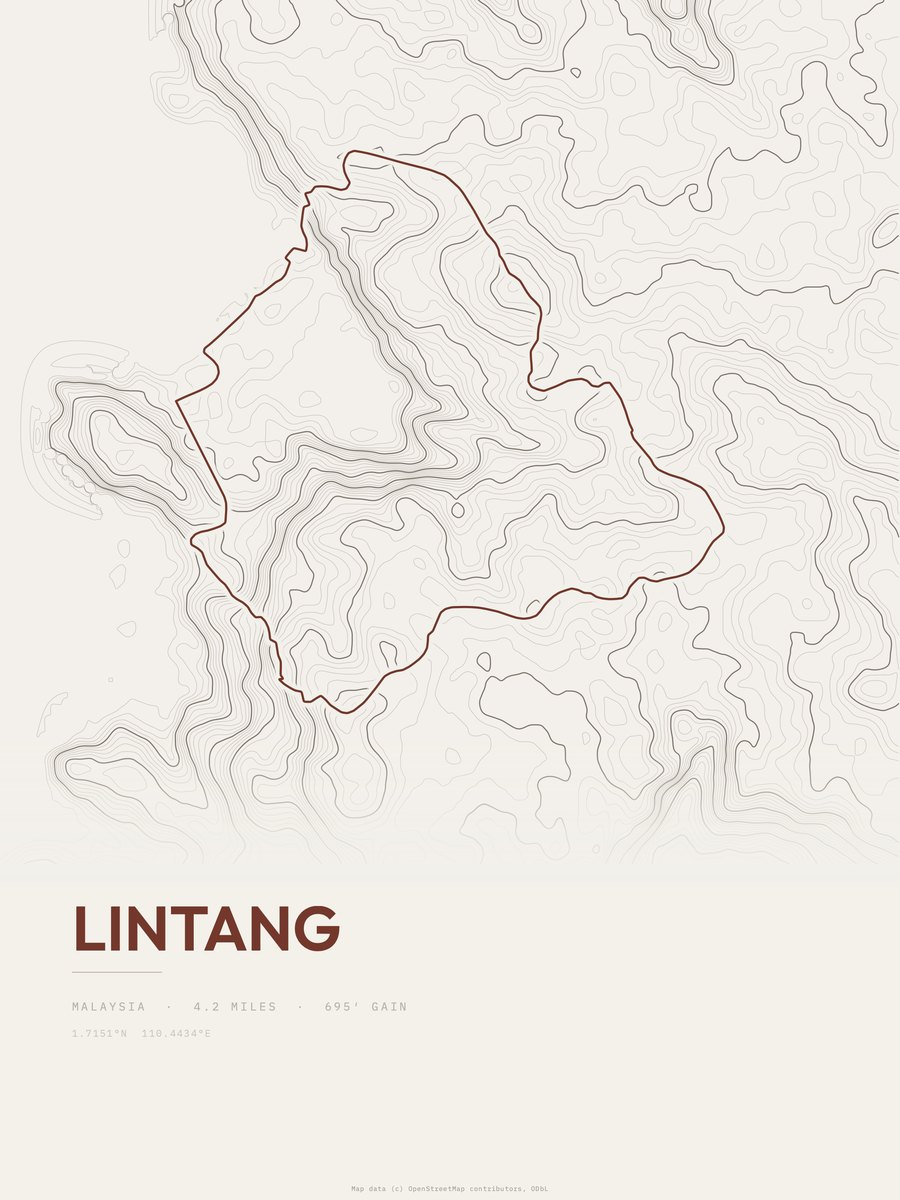 Lintang topographic trail print
