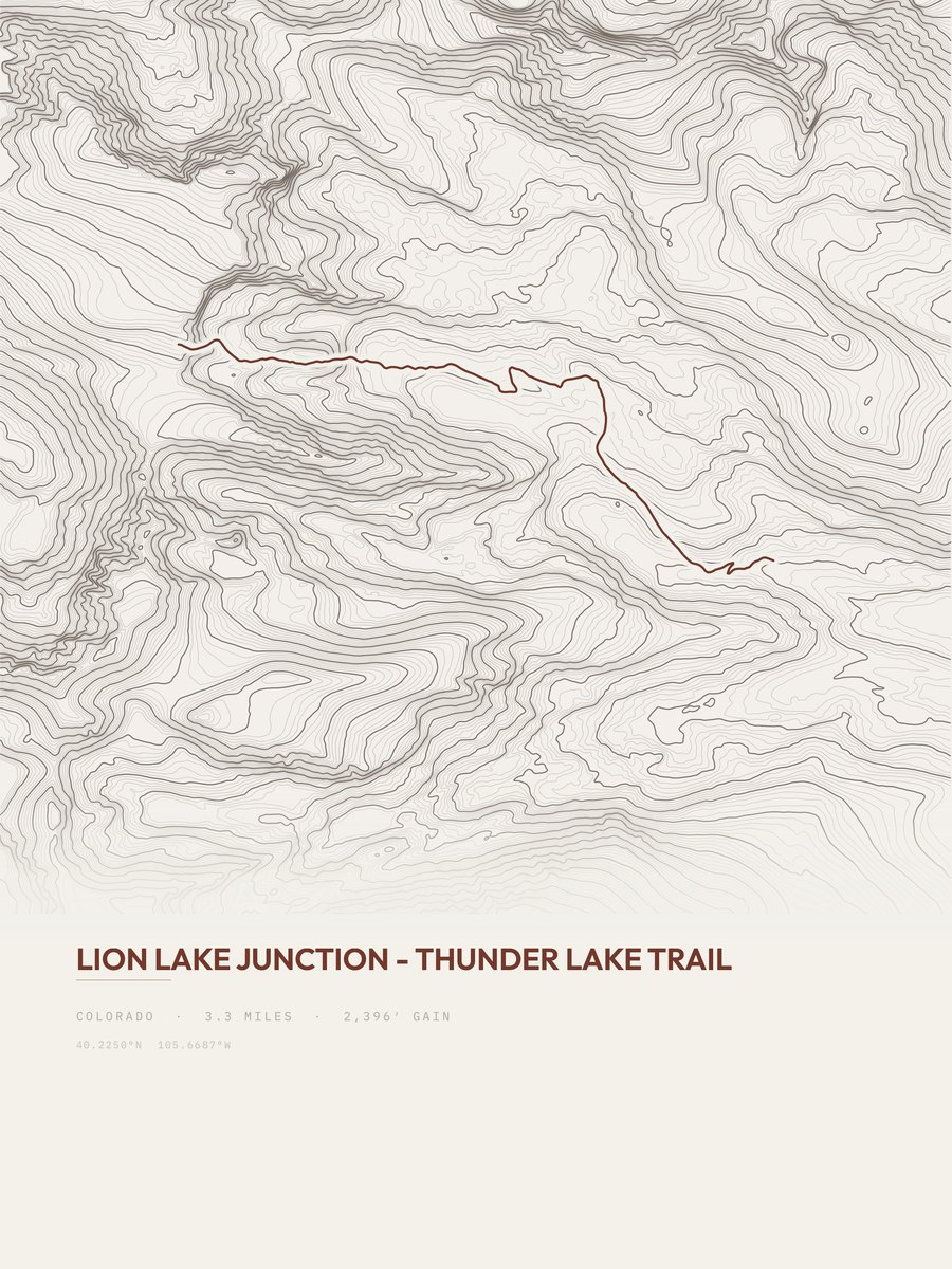 Thunder Lake Trail Topographic print