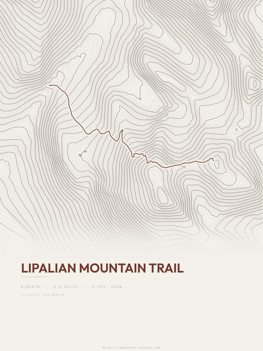 Lipalian Mountain Trail Topographic print