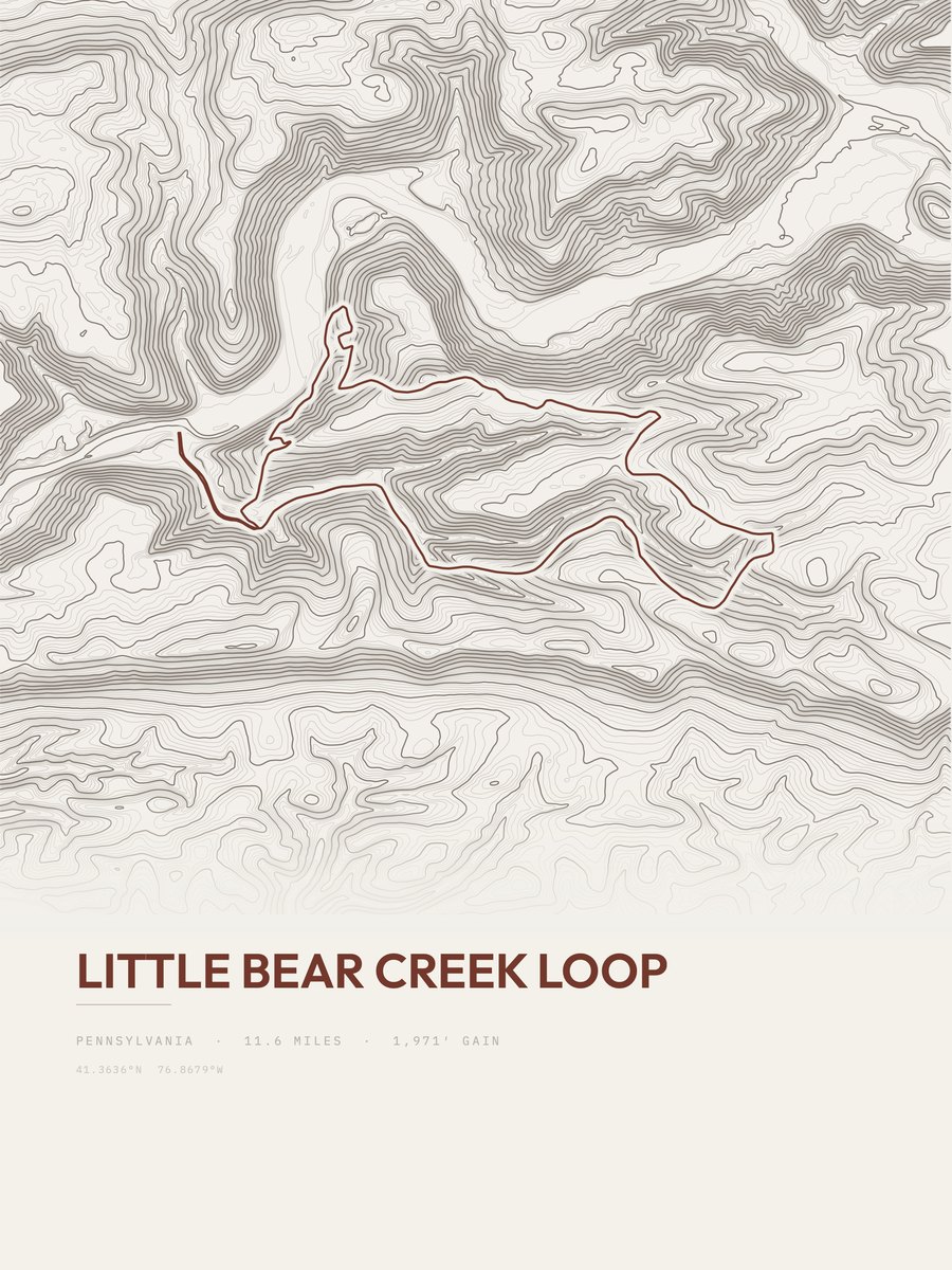 Little Bear Creek Loop topographic trail print