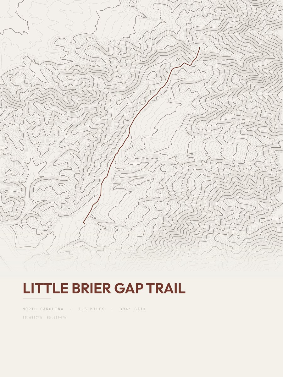 Little Brier Gap Trail topographic trail print