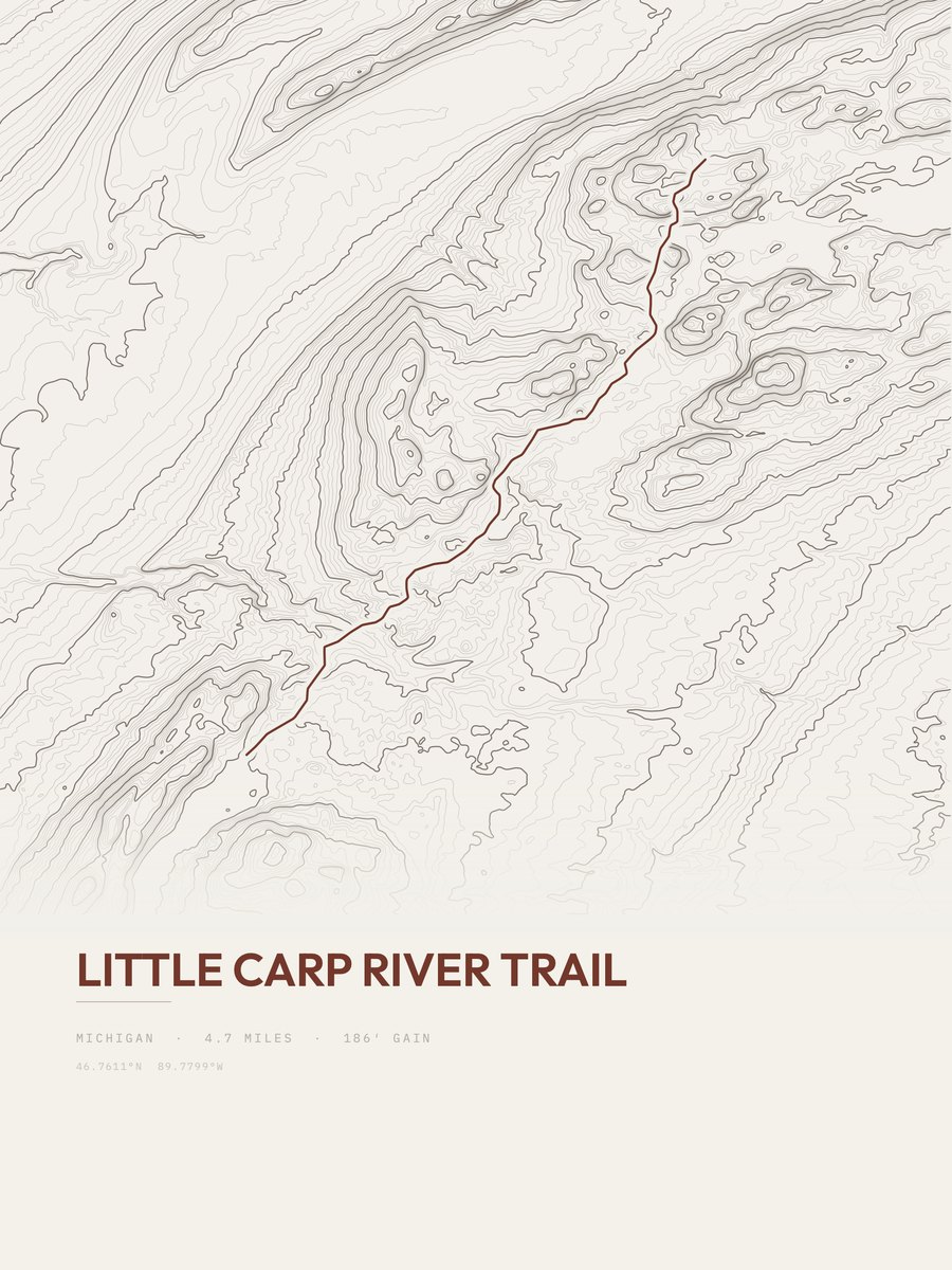 Little Carp River Trail Topographic print
