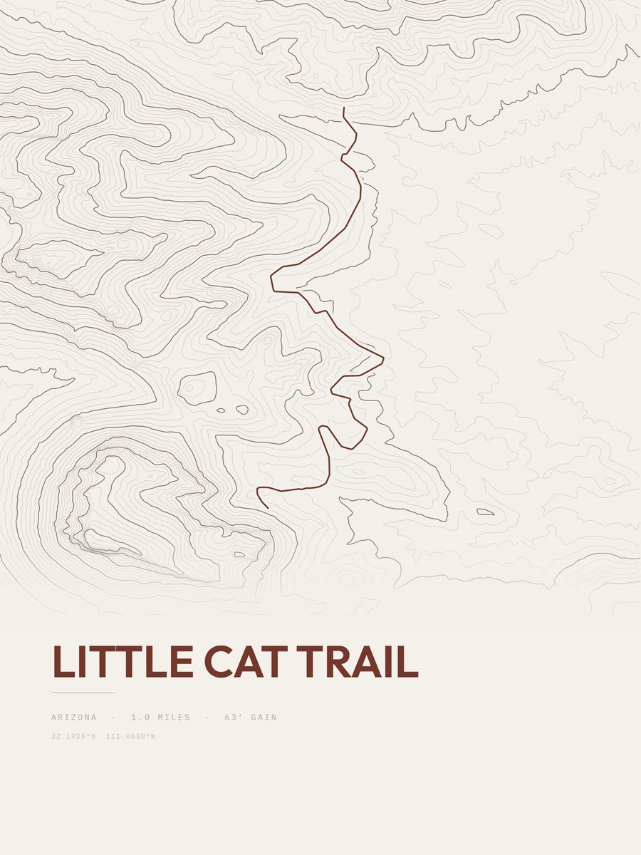 Little Cat Trail topographic trail print