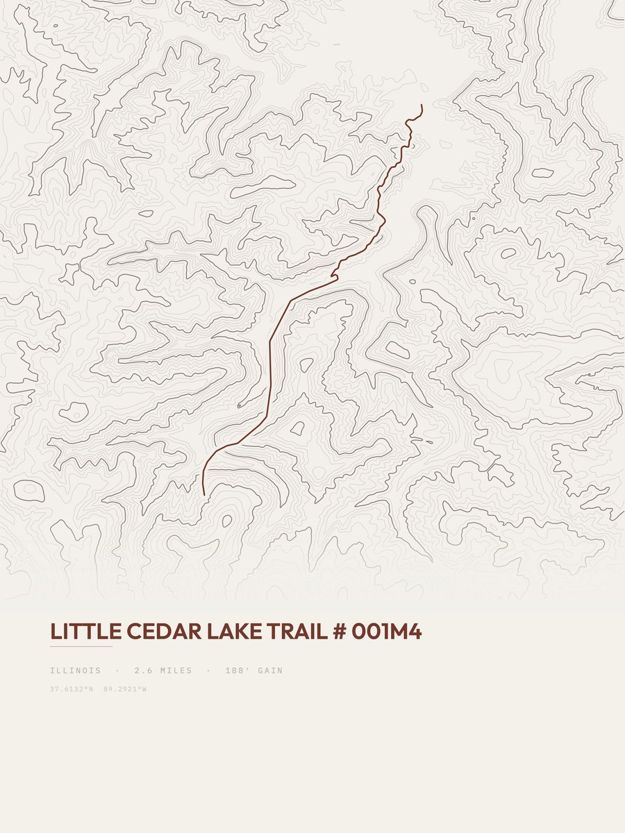 Little Cedar Lake Trail topographic trail print