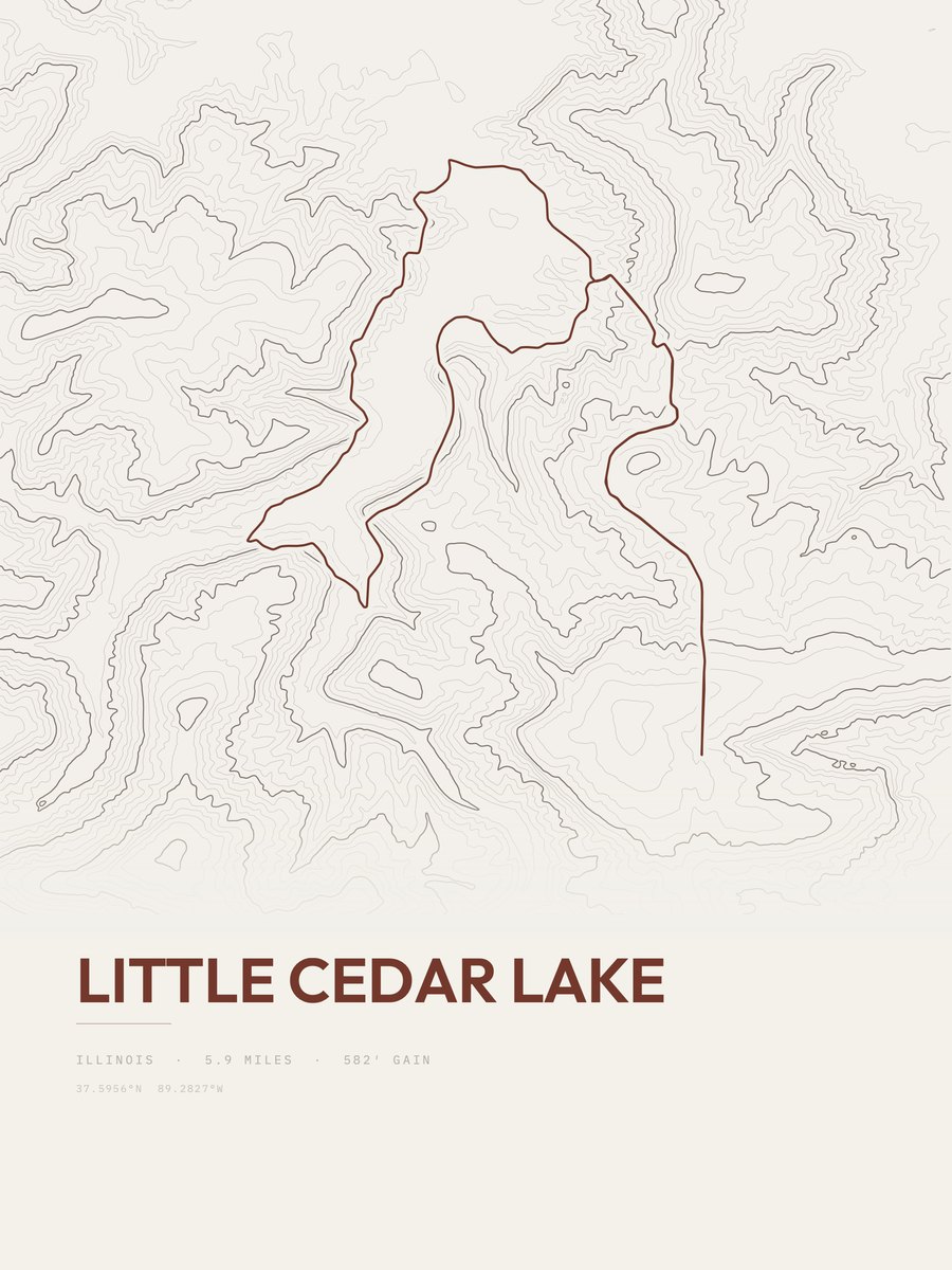 Little Cedar Lake topographic trail print