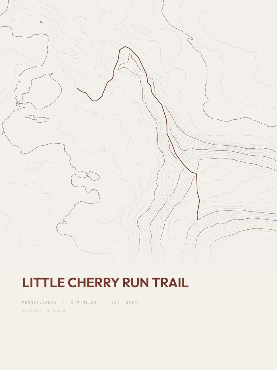 Little Cherry Run Trail Topographic print