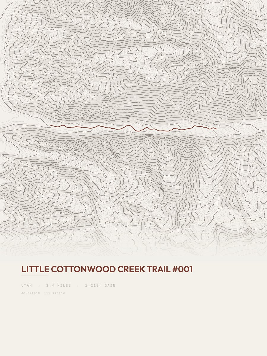 Little Cottonwood Creek Trail Topographic print