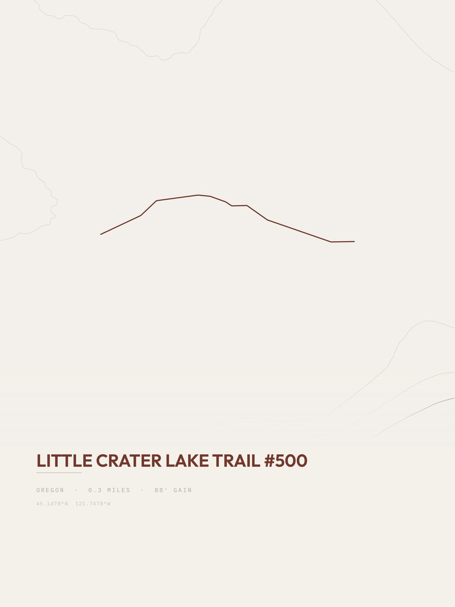 Little Crater Lake Trail topographic trail print