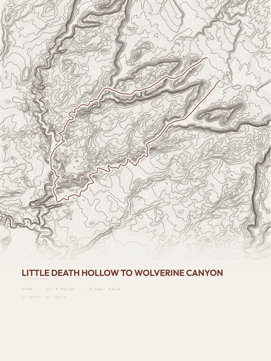 Wolverine Canyon topographic trail print