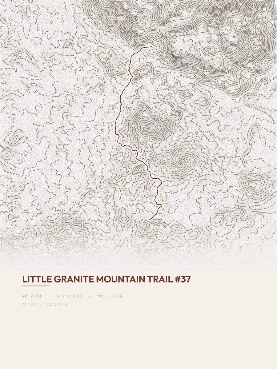 Little Granite Mountain Trail Topographic print