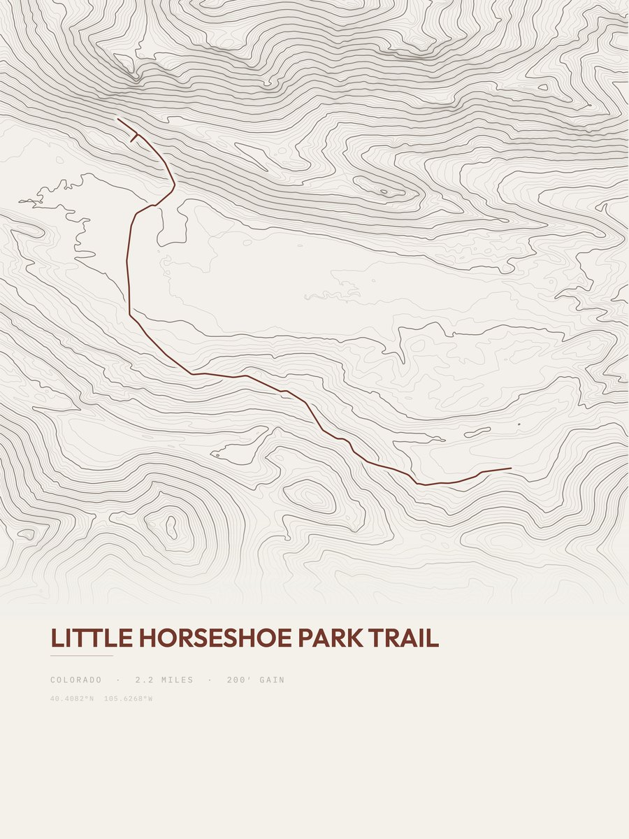 Little Horseshoe Park Trail topographic trail print