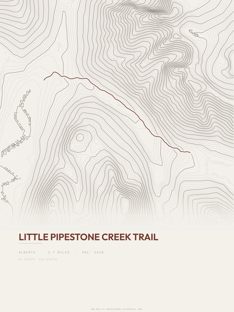 Little Pipestone Creek Trail Topographic print