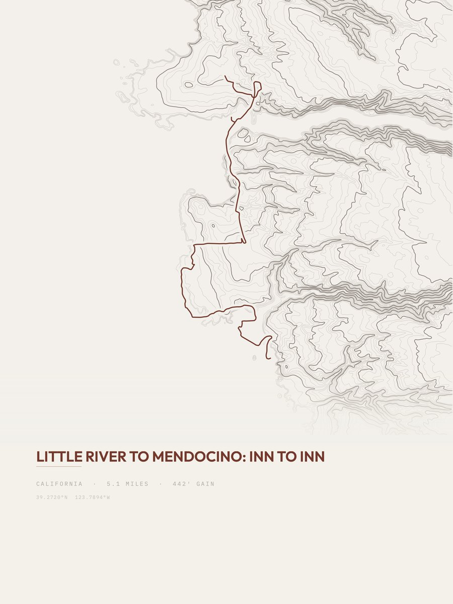 Little River to Mendocino Topographic print