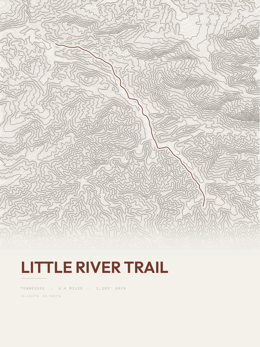 Little River Trail Topographic print