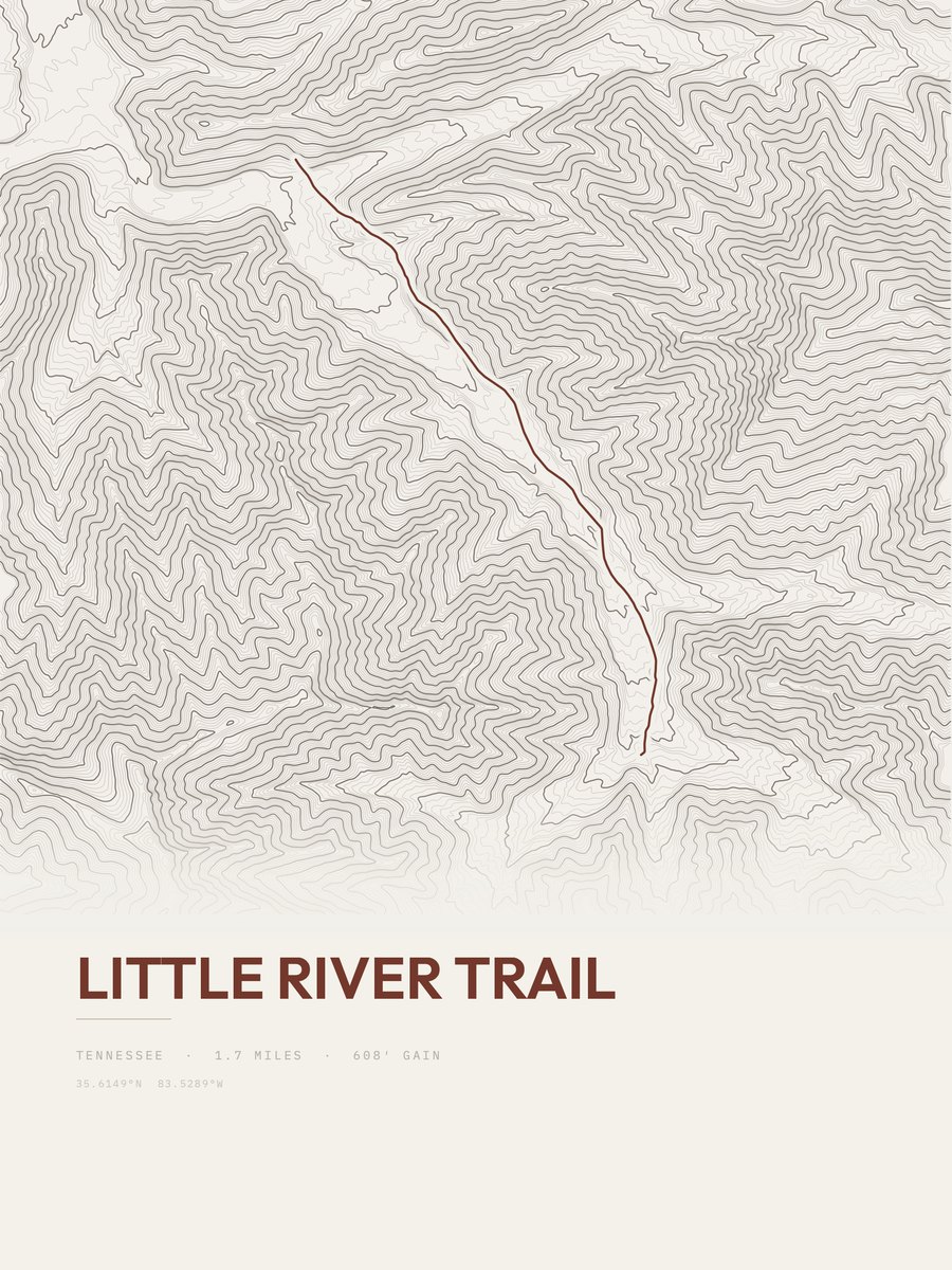 Little River Trail Topographic print