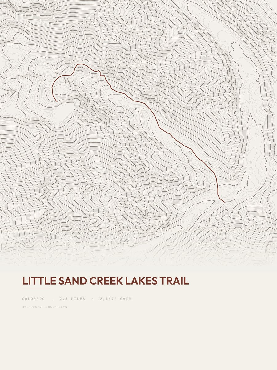 Little Sand Creek Lakes Trail Topographic print