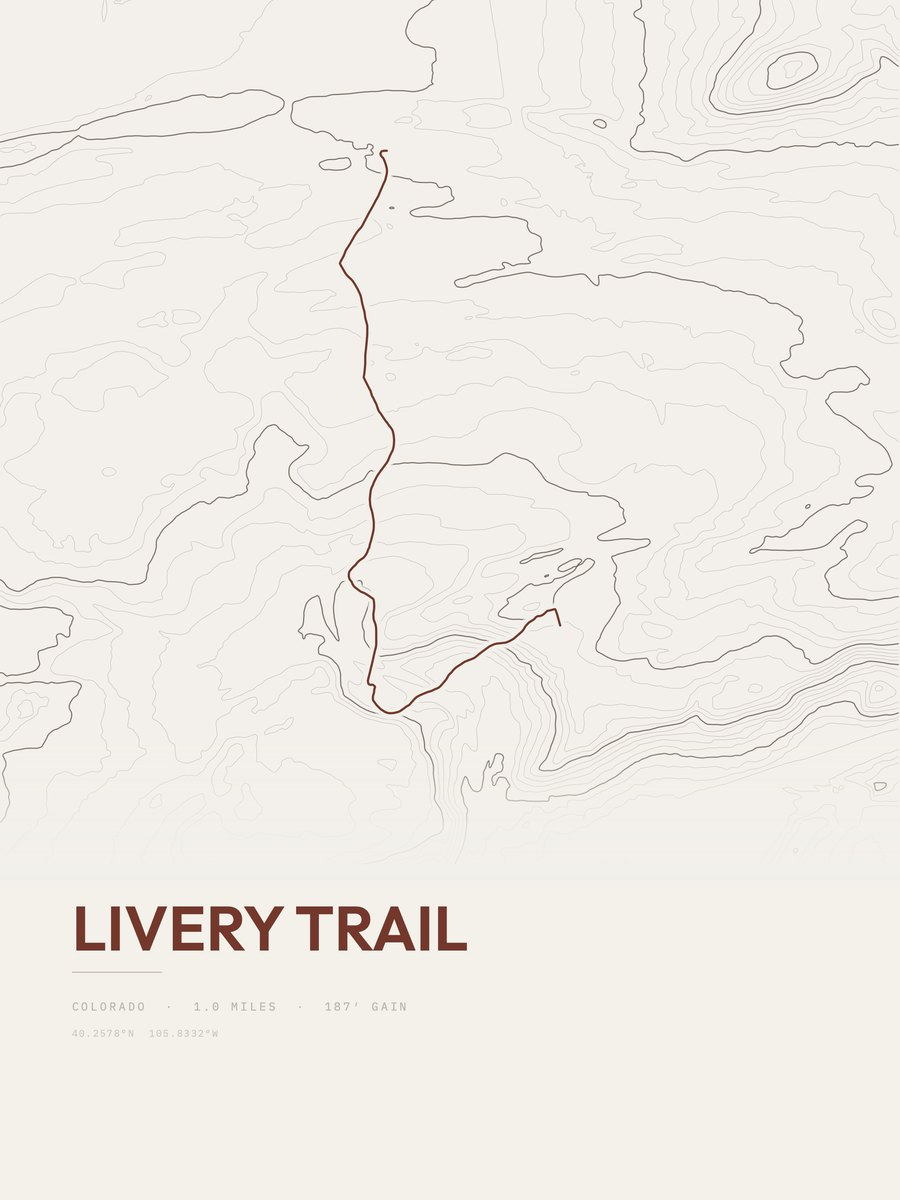 Livery Trail topographic trail print