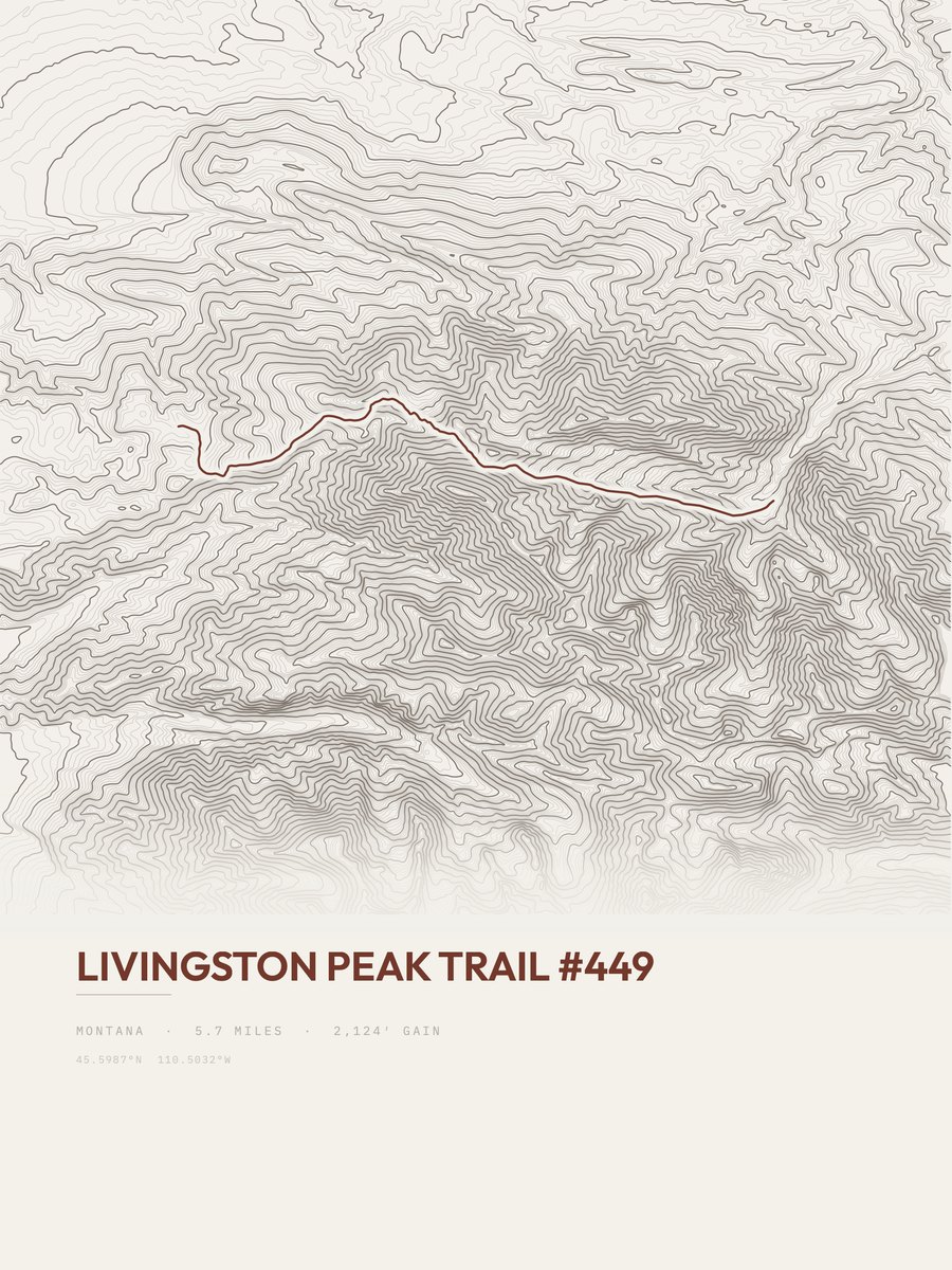 Livingston Peak Trail Topographic print