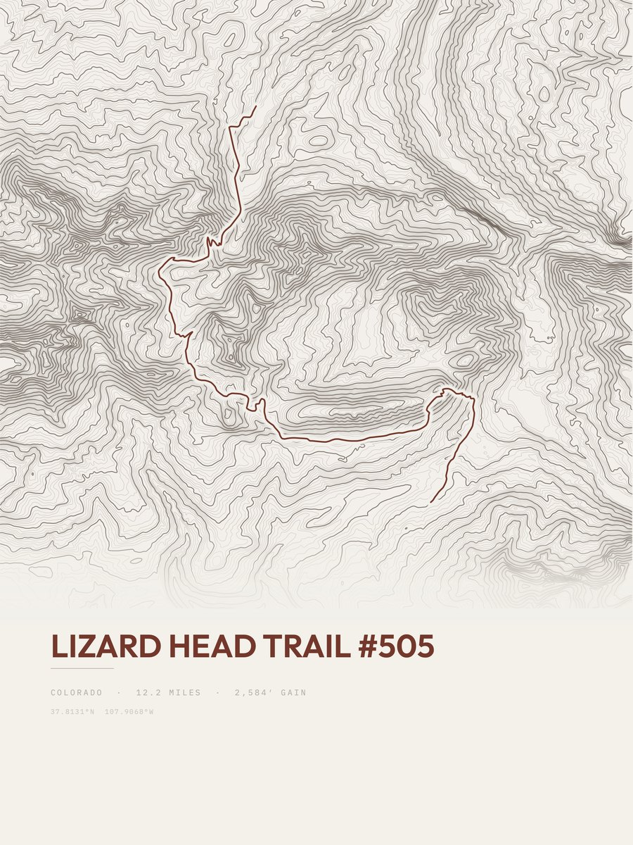 Lizard Head Trail Topographic print