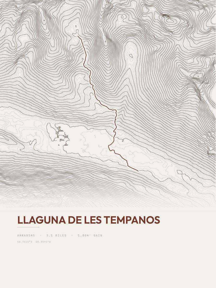 lLaguna de les Tempanos topographic trail print
