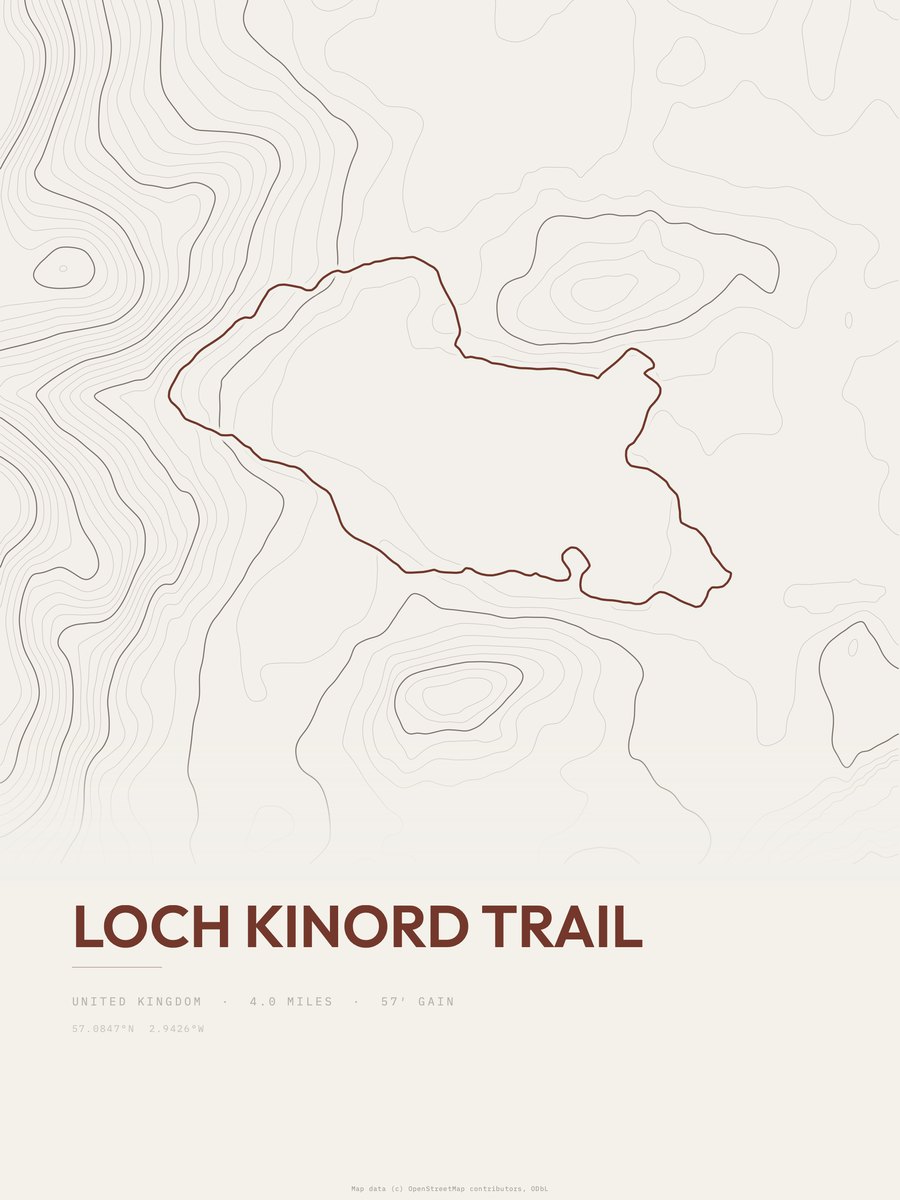 Loch Kinord Trail topographic trail print