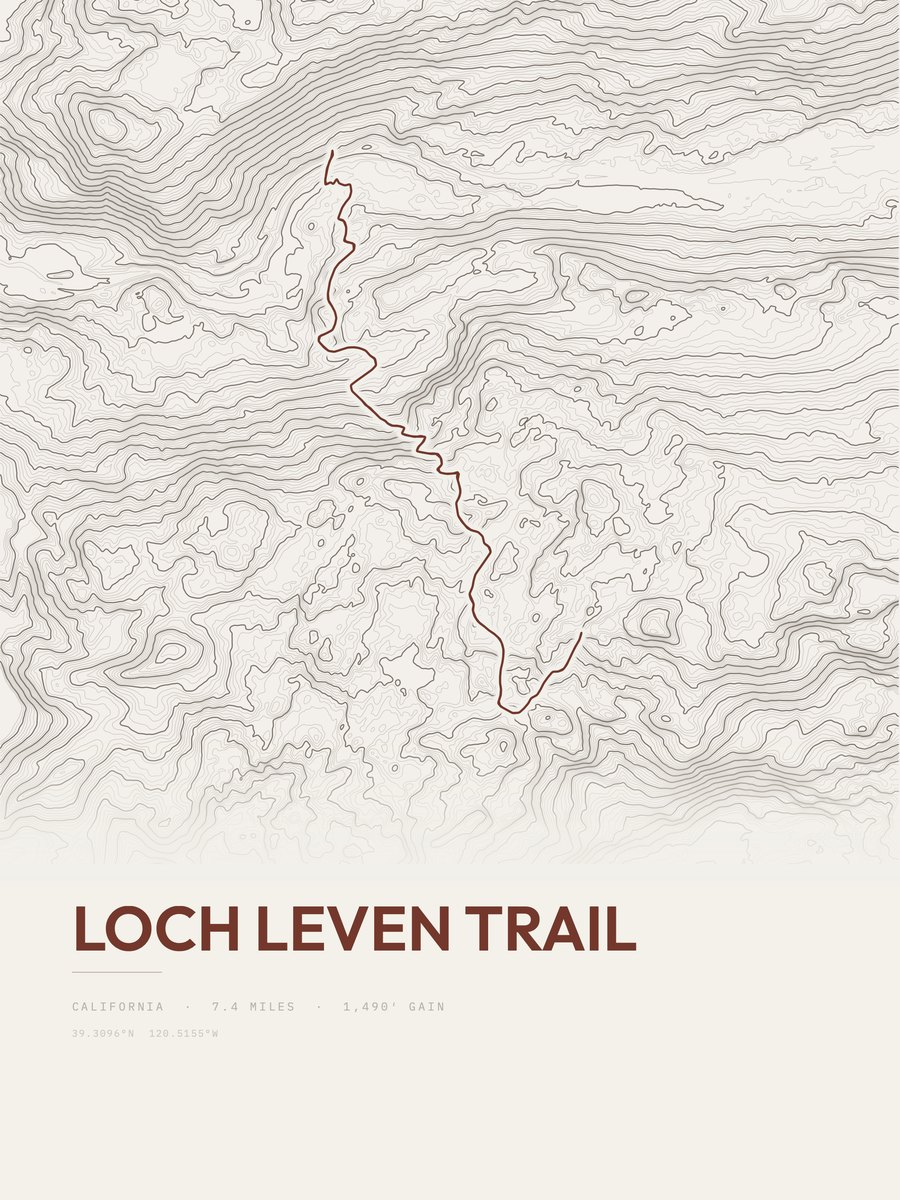 Loch Leven Trail topographic trail print