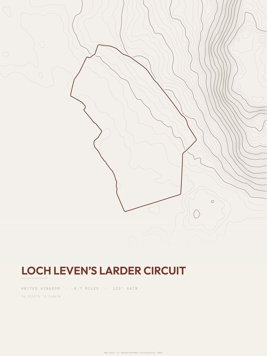 Loch Leven’s Larder Circuit topographic trail print