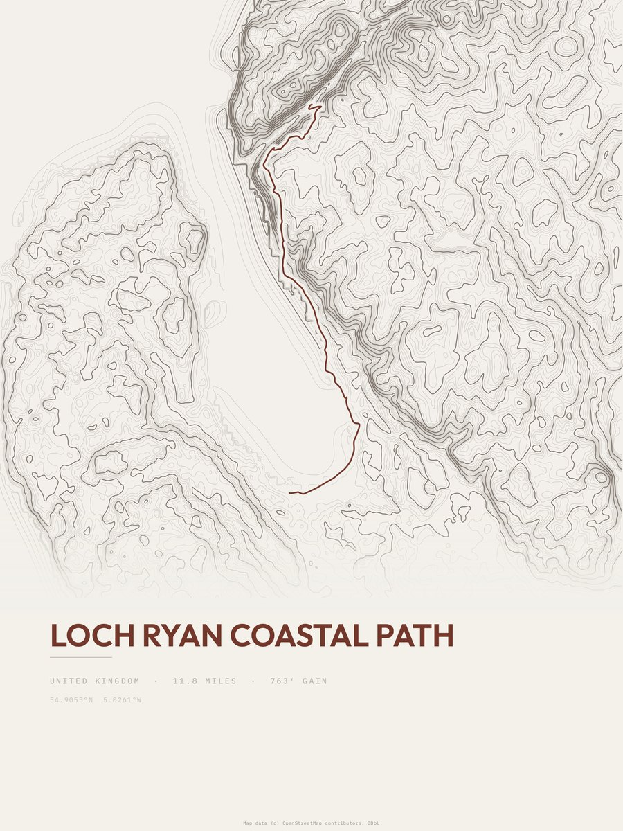 Loch Ryan Coastal Path Topographic print
