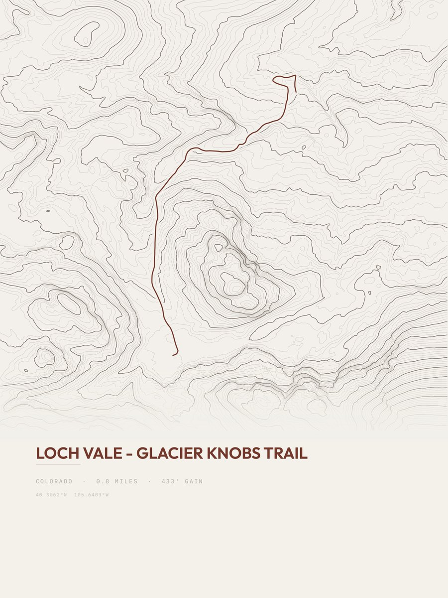 Loch Vale - Glacier Knobs Trail Topographic print