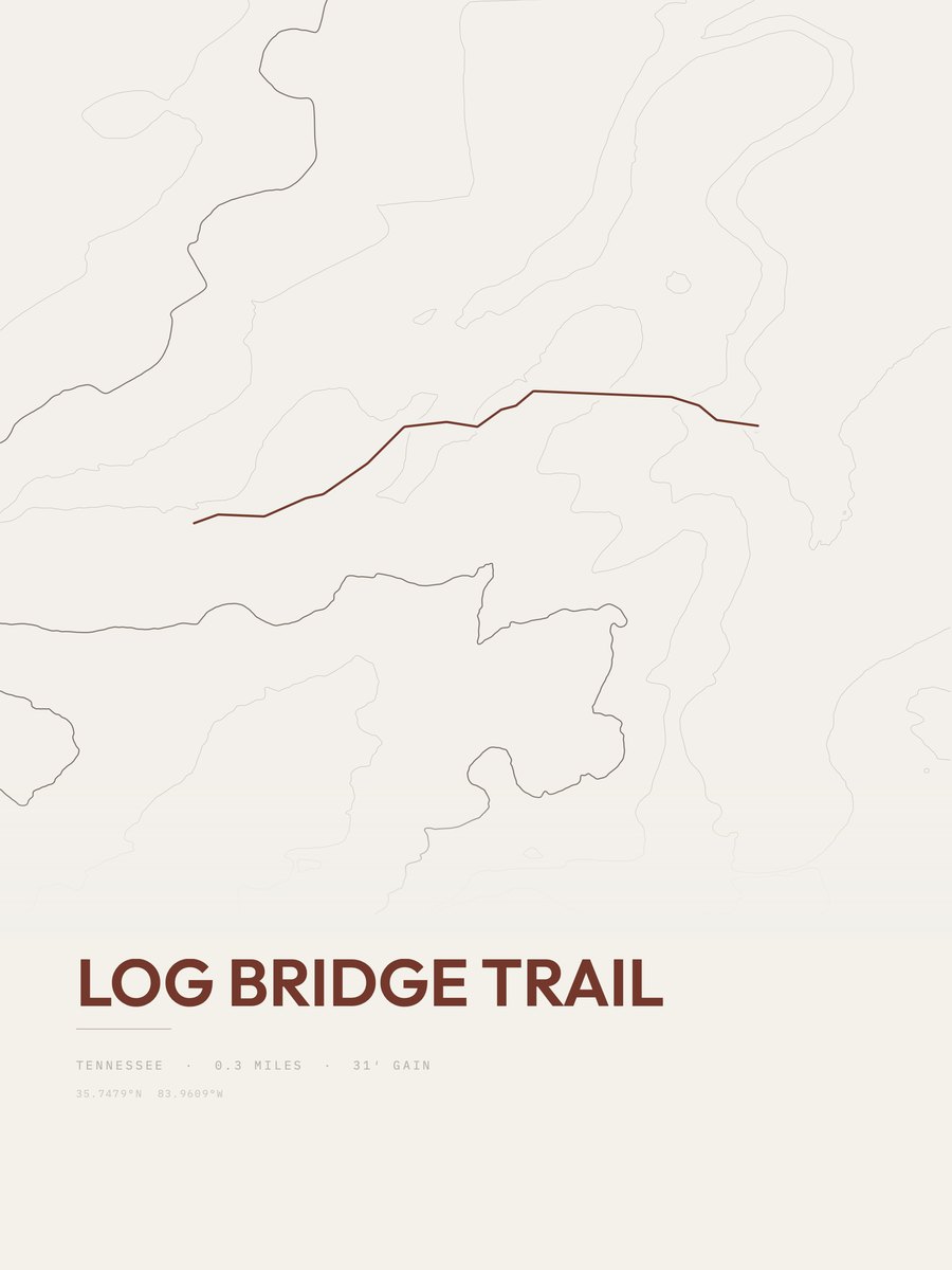 Log Bridge Trail Topographic print
