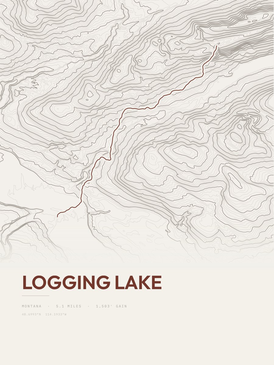 Logging Lake topographic trail print