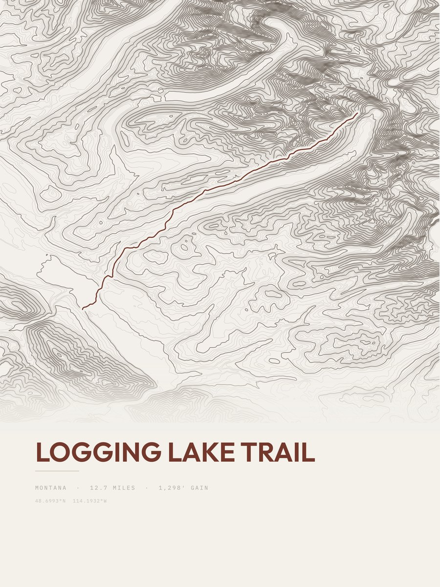 Logging Lake Trail topographic trail print