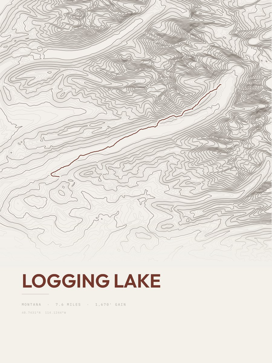 Logging Lake topographic trail print
